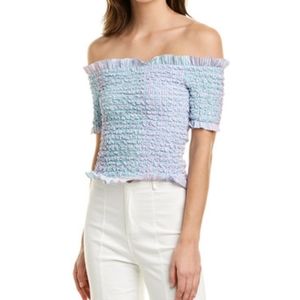 Revolve x Petersyn | NWT Kinsey Smocked Off the Shoulder Ruffle Top -Coc…